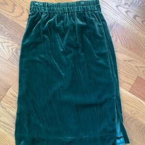 J. Crew Teal Velvet Pencil Skirt, with elastic waistband.